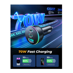 Cargador joyroom carro jr-cl26 70w 3-port (2pd+1usb) car charger color negro