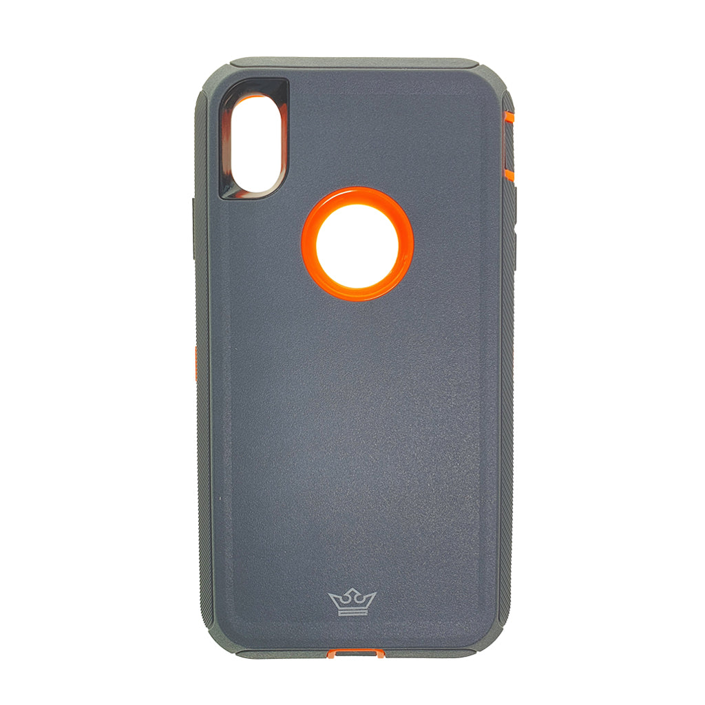 Case El Rey Defender - iPhone XS Max Gris/Naranja | TOP MOVIL Guatemala