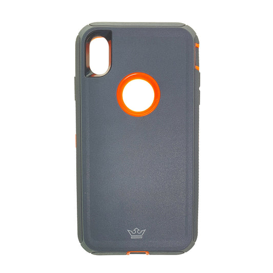 Case El Rey Defender - iPhone XS Max Gris/Naranja | TOP MOVIL Guatemala