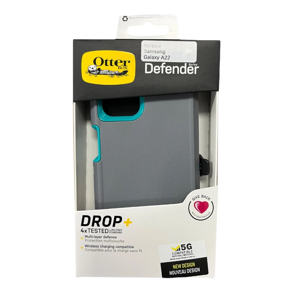 Case OtterBox Defender para Samsung A22 - Gris/Turquesa | TOP MOVIL Guatemala