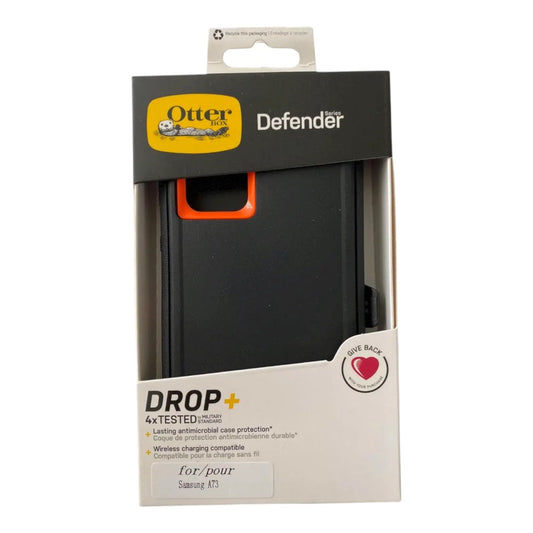 Case OtterBox Defender Samsung A73 Negro/Naranja - Top Movil Guatemala
