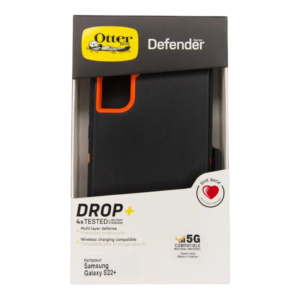 Case OtterBox Defender - Samsung S22 Plus Negro/Naranja | TOP MOVIL Guatemala
