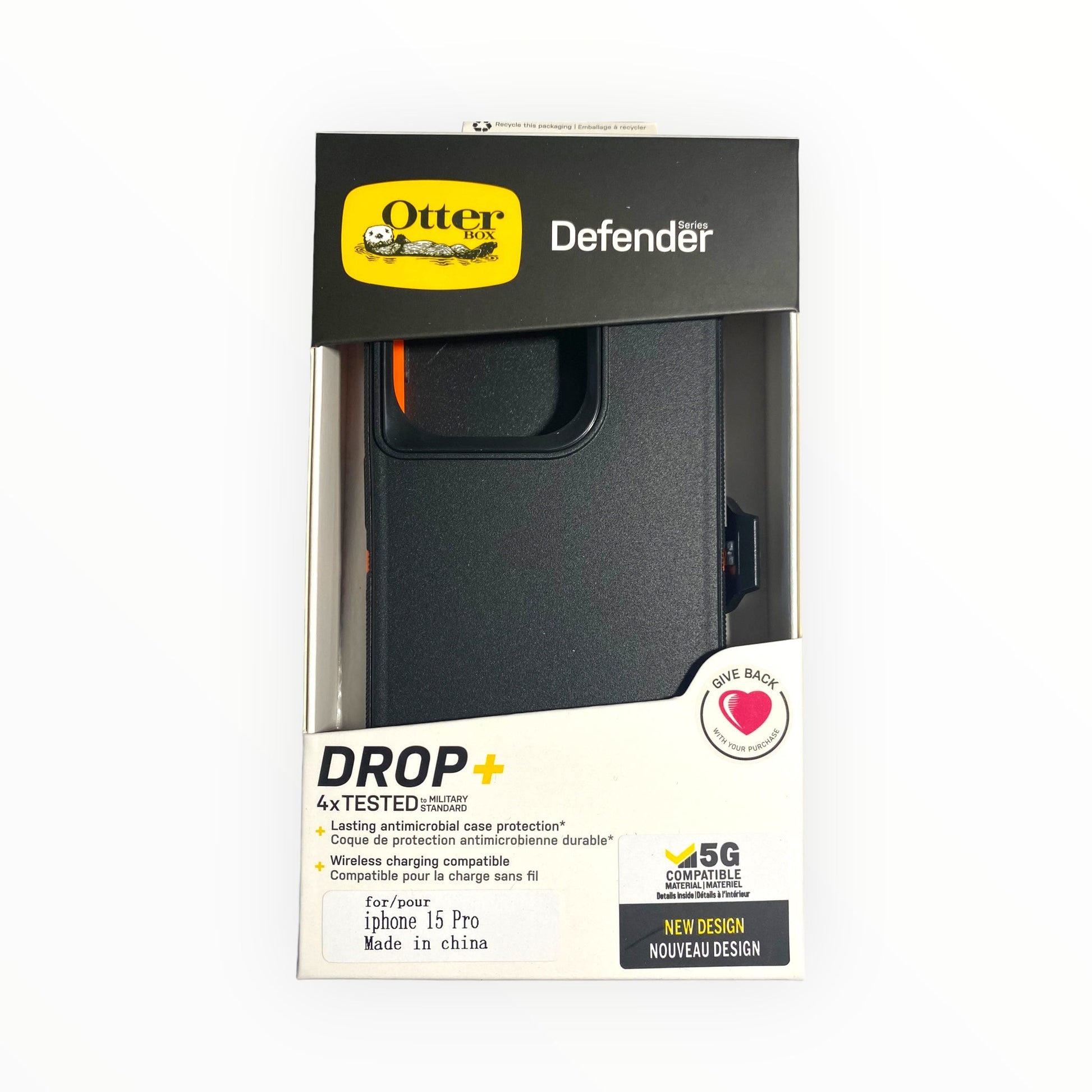 Case OtterBox Defender iPhone 15 Pro Negro/Naranja | TOP MOVIL Guatemala