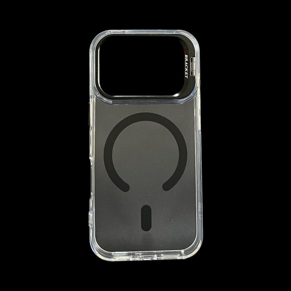 Estuche El Rey transparente iphone 17 pro Magsafe Bracket color negro