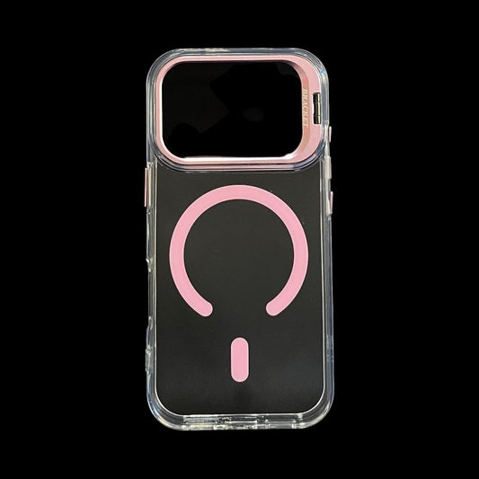 Estuche El Rey transparente iphone 17 pro Magsafe Bracket color rosado