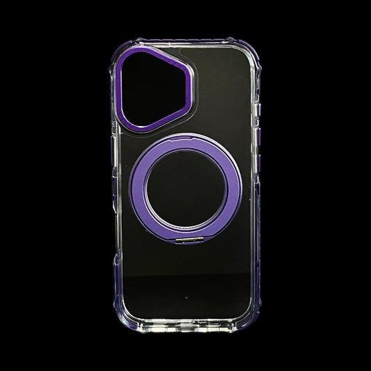 Estuche El Rey Magstand iphone 17 Magsafe transparente borde morado