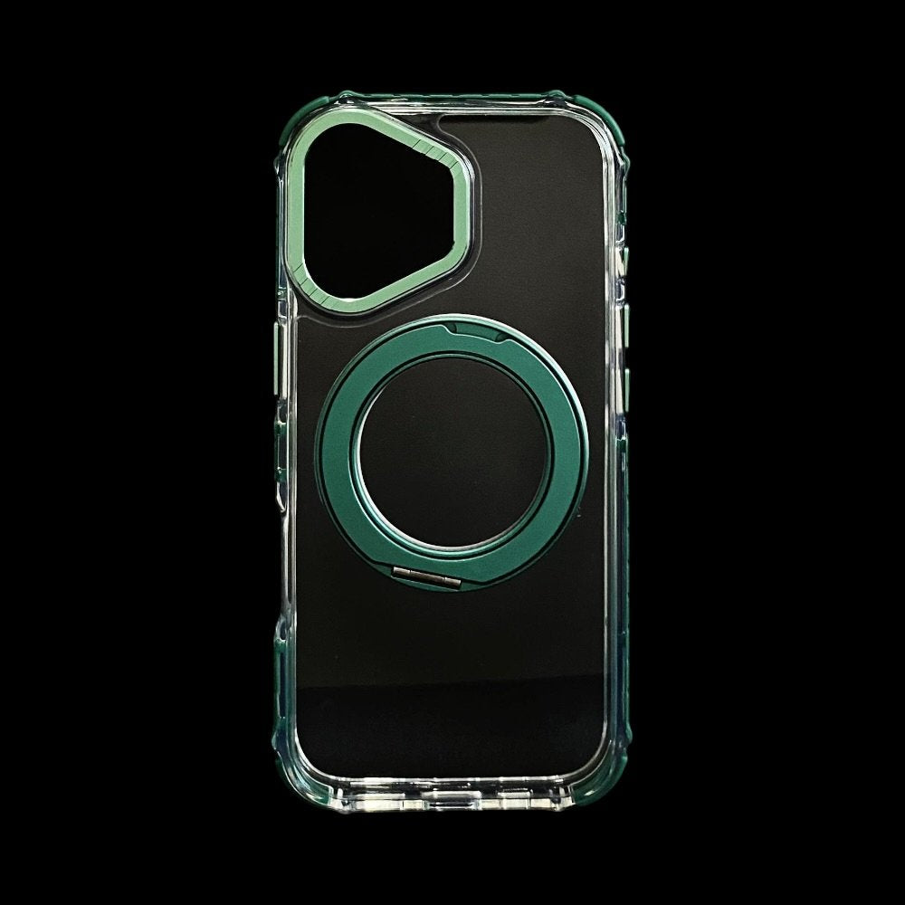 Estuche El Rey Magstand iphone 17 Magsafe transparente borde verde