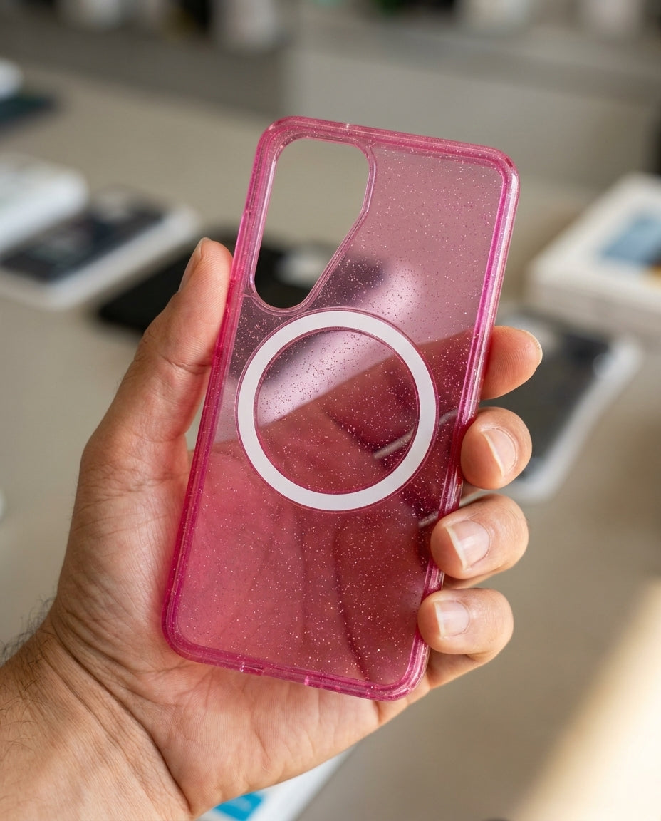 Estuche OtterBox Symmetry con MagSafe Samsung S25 Plus Color Glitter Rosado