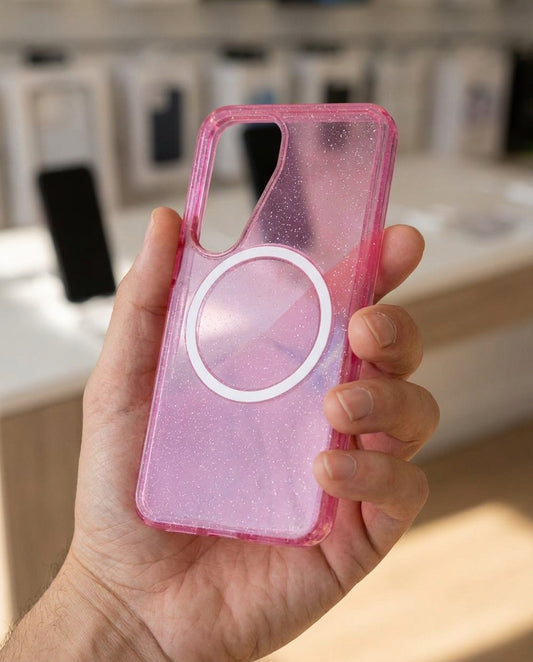 Estuche OtterBox Symmetry con MagSafe Samsung S25 Color Glitter Rosado