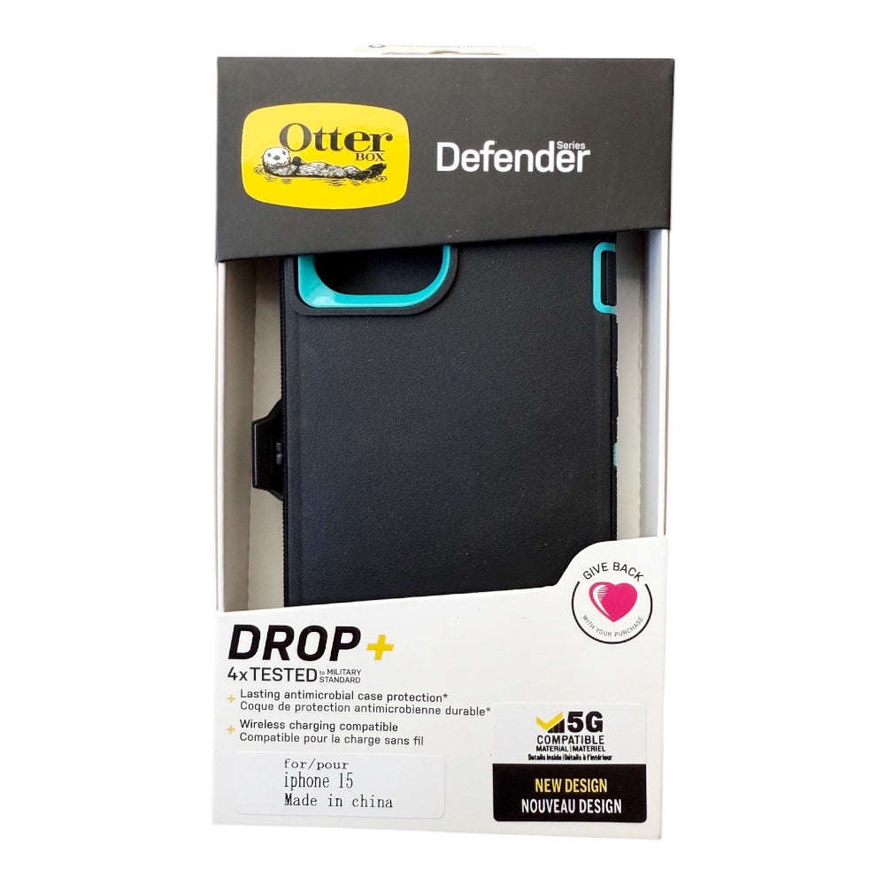 Case OtterBox Defender iPhone 15 Negro/Menta | TOP MOVIL Guatemala