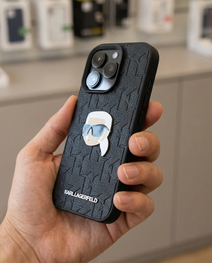 Estuche Karl Lagerfeld Hc Pu Monogram K. Head Pin Black iPhone 16 Pro Max
