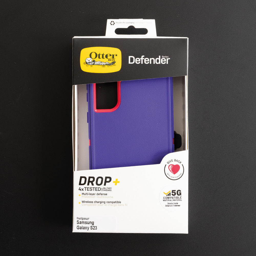 Estuche proteccion otterbox defender samsung s23 color morado / rosado