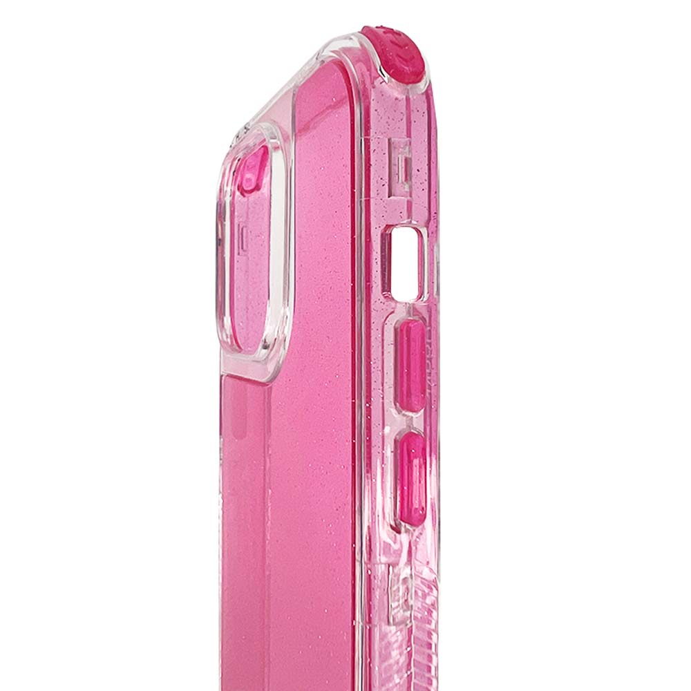 Estuche el rey glitter iphone 14 pro max defender color fucsia