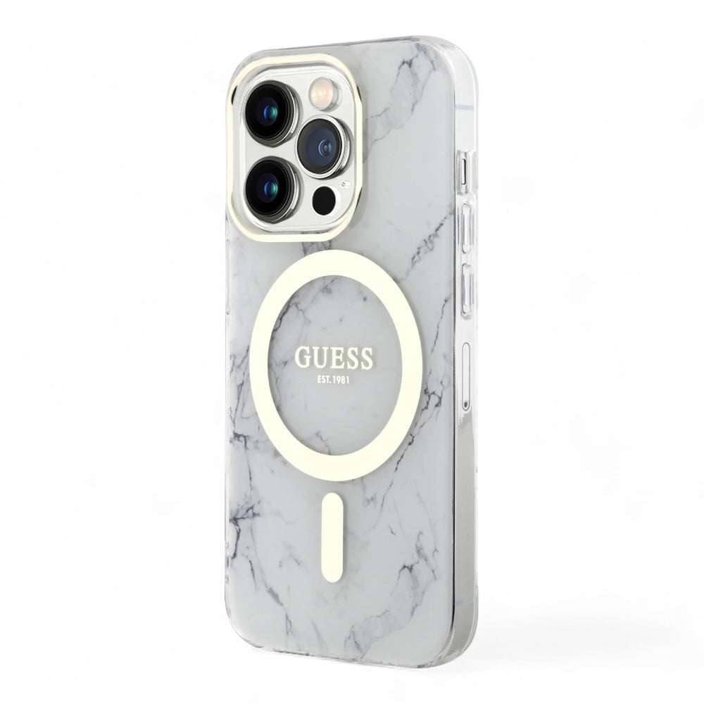 Estuche GUESS MagSafe para iPhone 15 Pro - Color Mármol Transparente - 0706206000030215