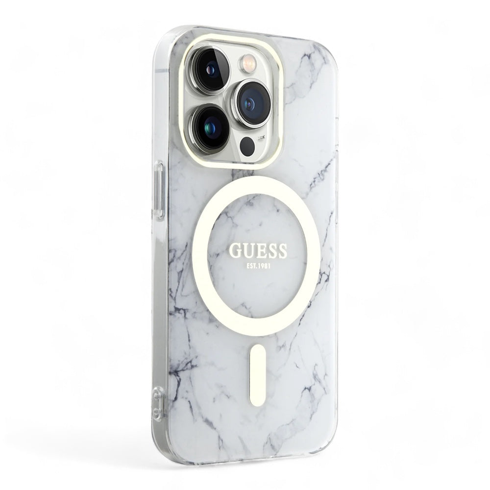 Estuche GUESS MagSafe para iPhone 15 Pro - Color Mármol Transparente - 0706206000030215