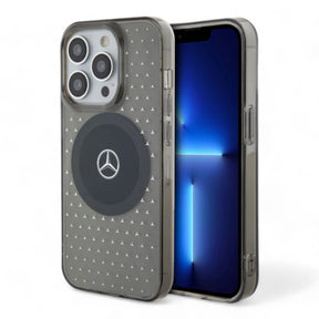 Estuche mercedes-benz magsafe iphone 15 pro max pc/tpu black transparent mafsafe compatible case star pattern color negro