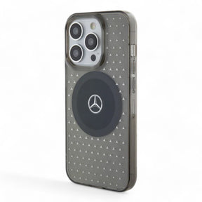 Estuche mercedes-benz magsafe iphone 15 pro max pc/tpu black transparent mafsafe compatible case star pattern color negro