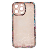 Estuche el rey marco iphone 13 pro max diamantes transparente color rosado