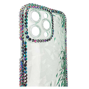 Estuche el rey marco iphone 13 pro max diamantes transparente color verde