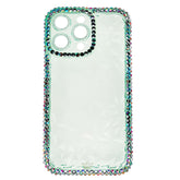 Estuche el rey marco iphone 14 pro max diamantes transparentes color verde