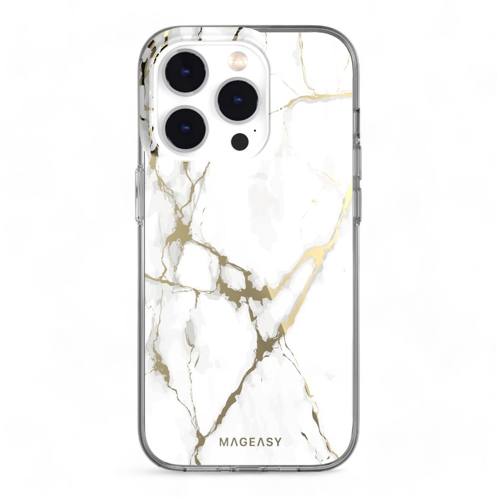 Estuche SwitchEasy Marble iPhone 14 Pro Champagne White - 0712603600670041