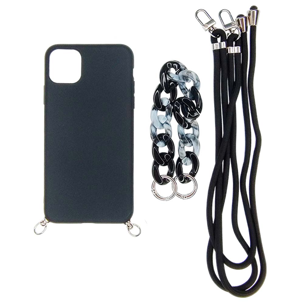 Estuche El Rey Strap Iphone 12 Pro Strap De Mano + Strap Hombro Color Negro