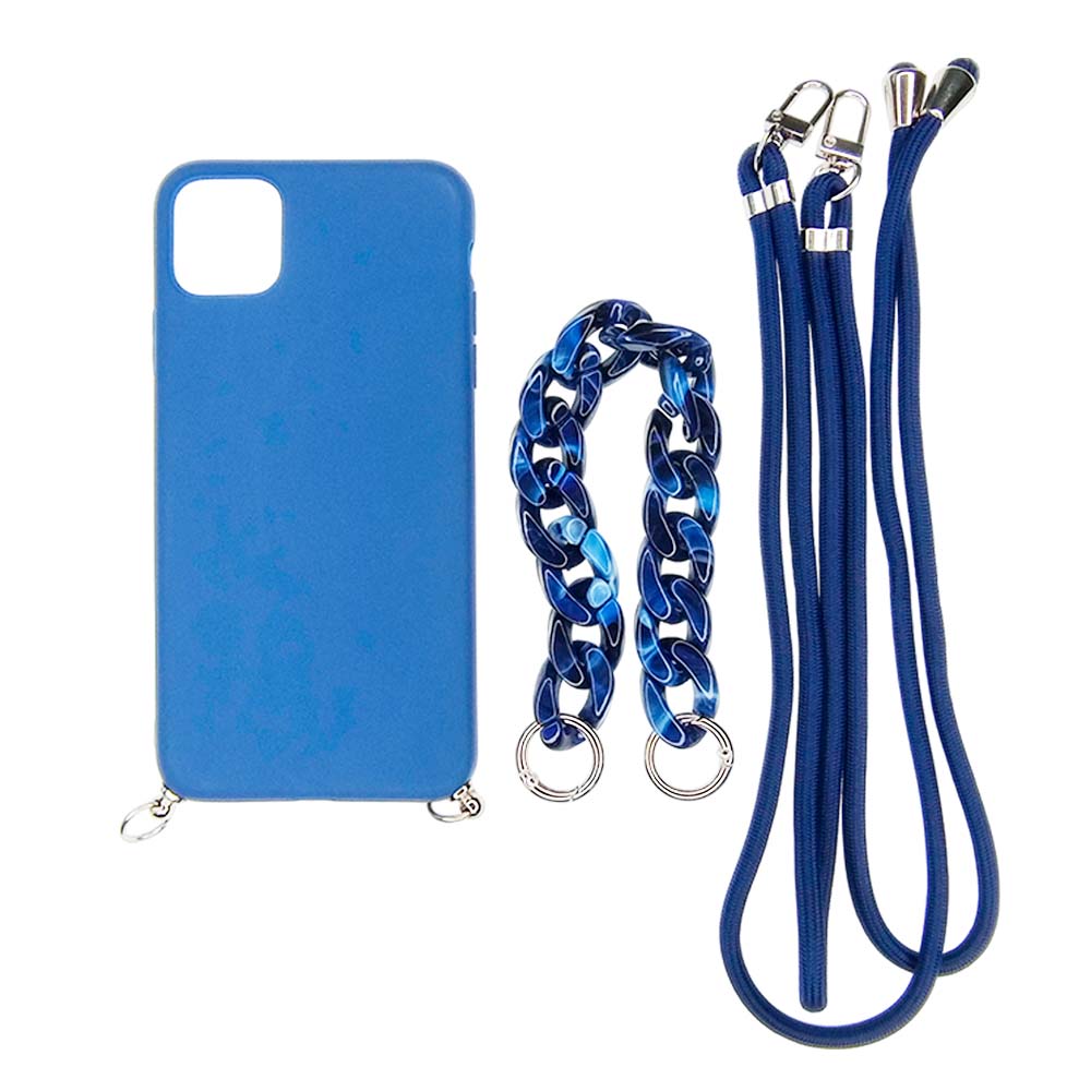 Estuche el rey strap iphone 13 pro strap de mano + strap hombro color azul