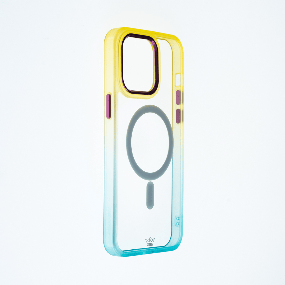 Estuche magsafe el rey degrade borde y magsafe apple iphone 14 pro color amarillo / turquesa