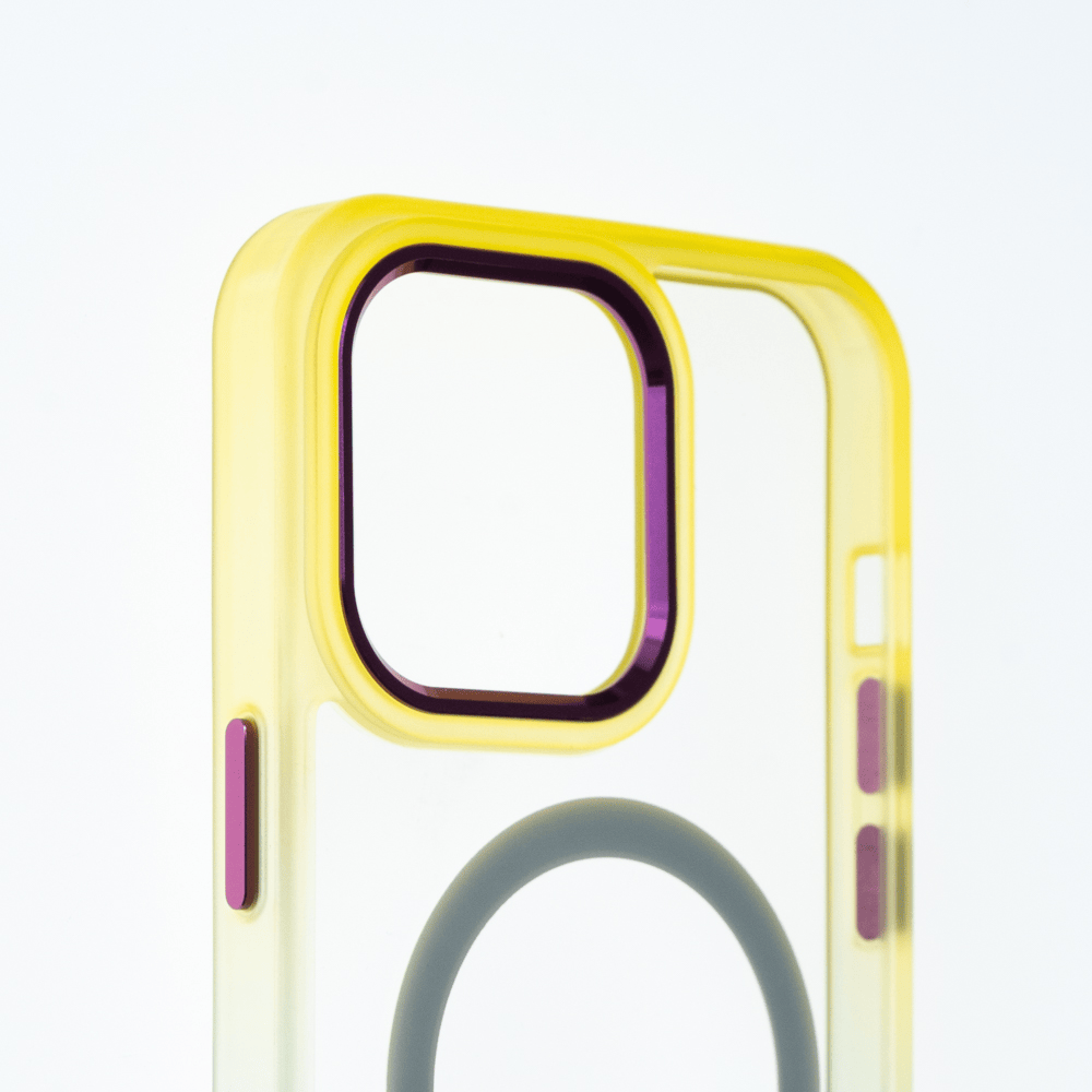 Estuche magsafe el rey degrade borde y magsafe apple iphone 14 pro color amarillo / turquesa