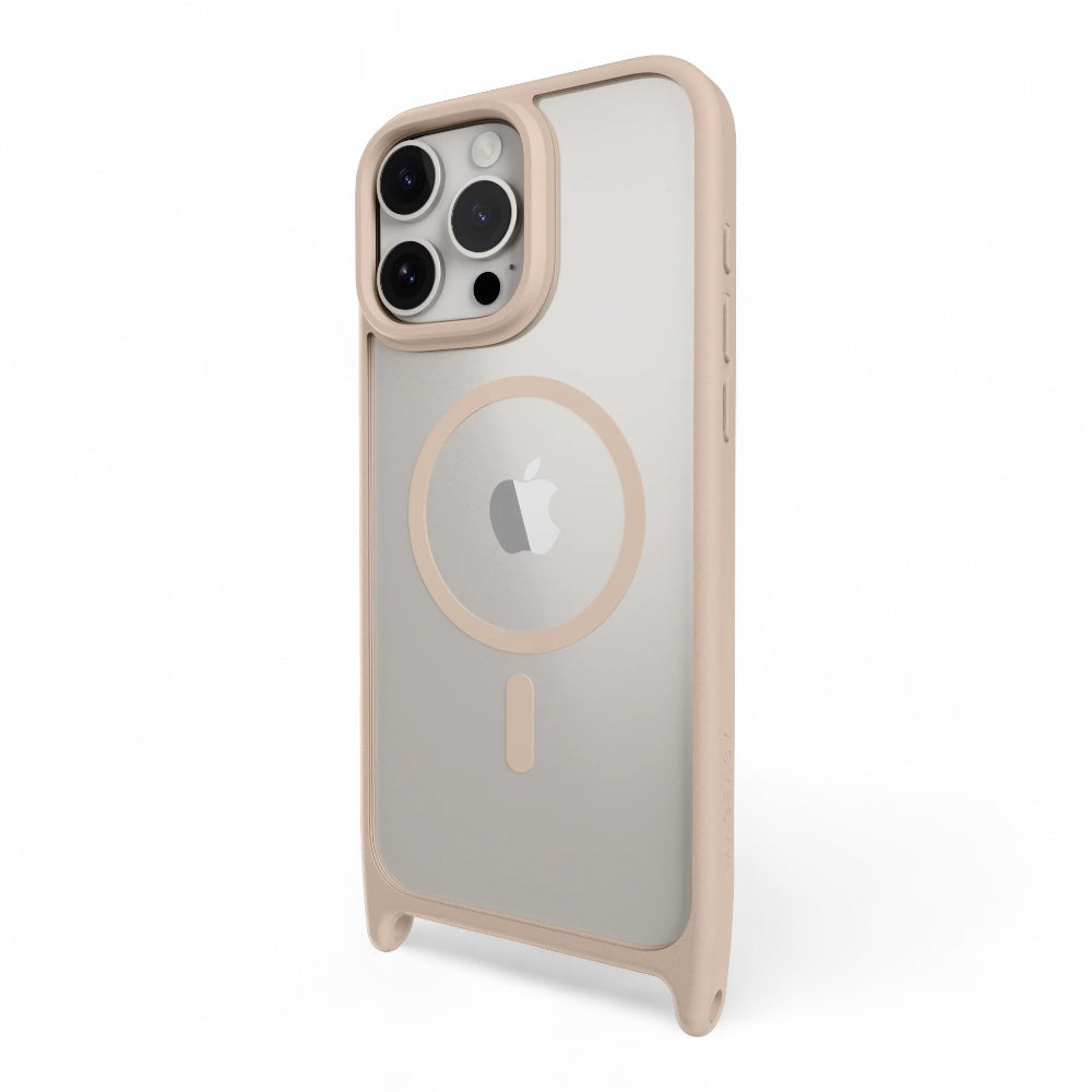 Estuche mageasy roam iphone 16 pro roam m shockproof protective case with lanyard  color rosado arena