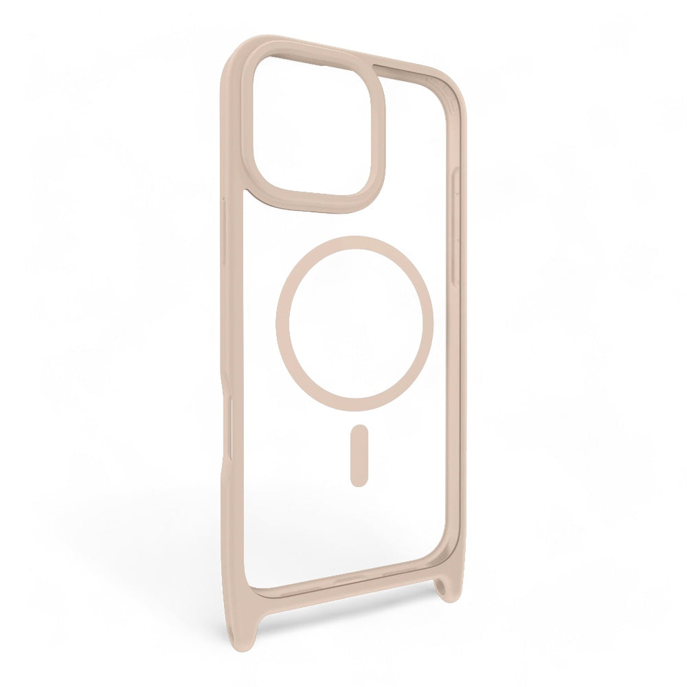 Estuche mageasy roam iphone 16 pro roam m shockproof protective case with lanyard  color rosado arena