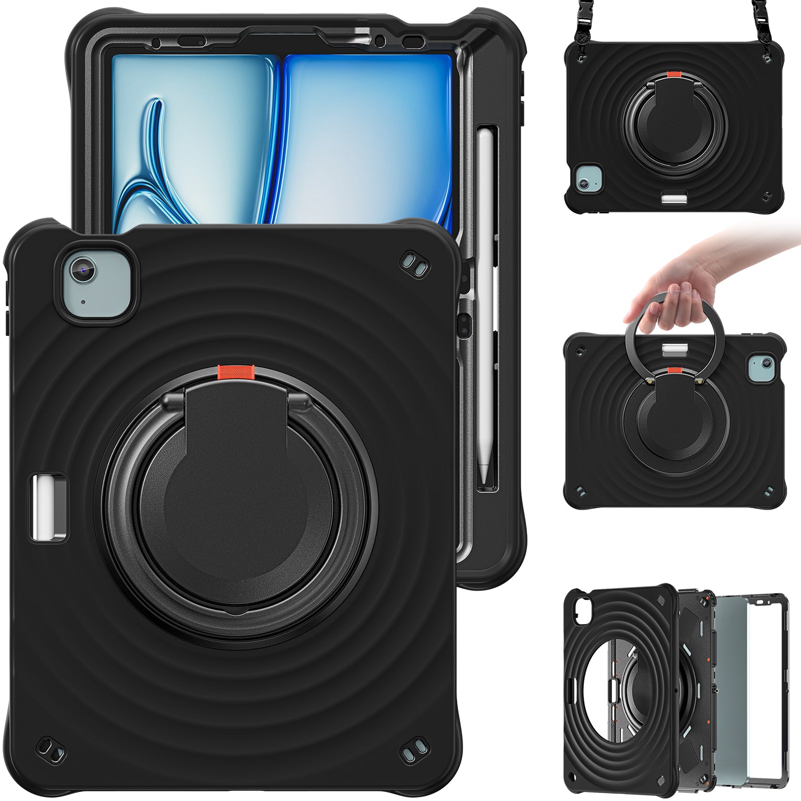 Estuche Chief Engineer B Series para iPad Air 11 2024 - Negro con Strap - 0714000003