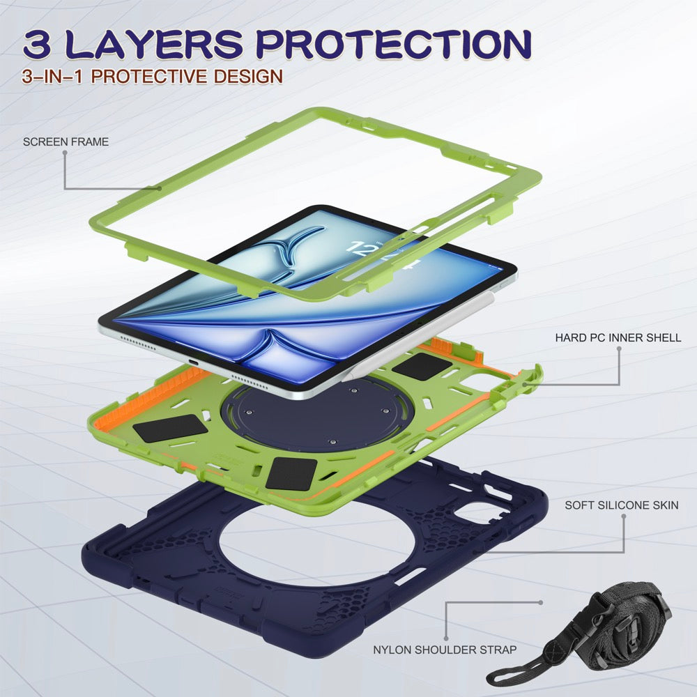 Estuche Pirate B Series para iPad Air 11 2024 - Azul Marino/Verde - 0714000013