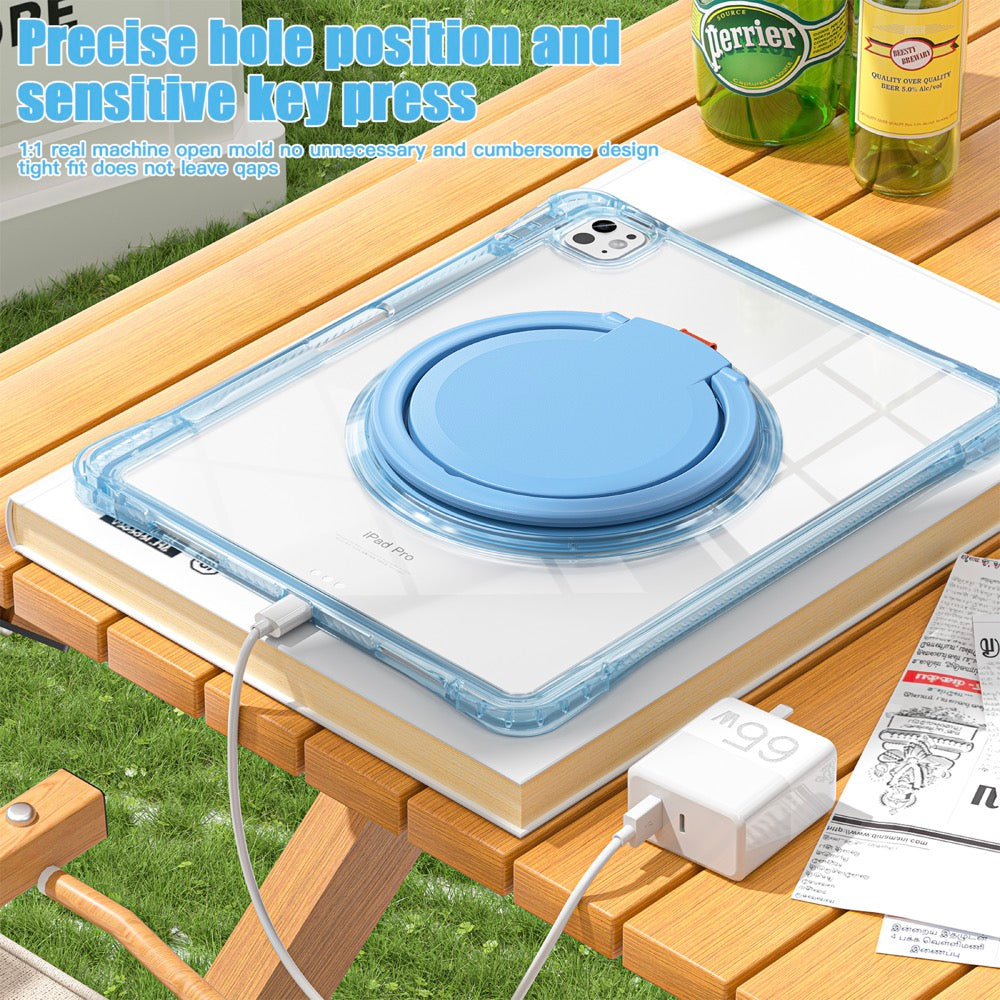 Estuche transparent b series modelo ipad pro 13 2024 color celeste con strap