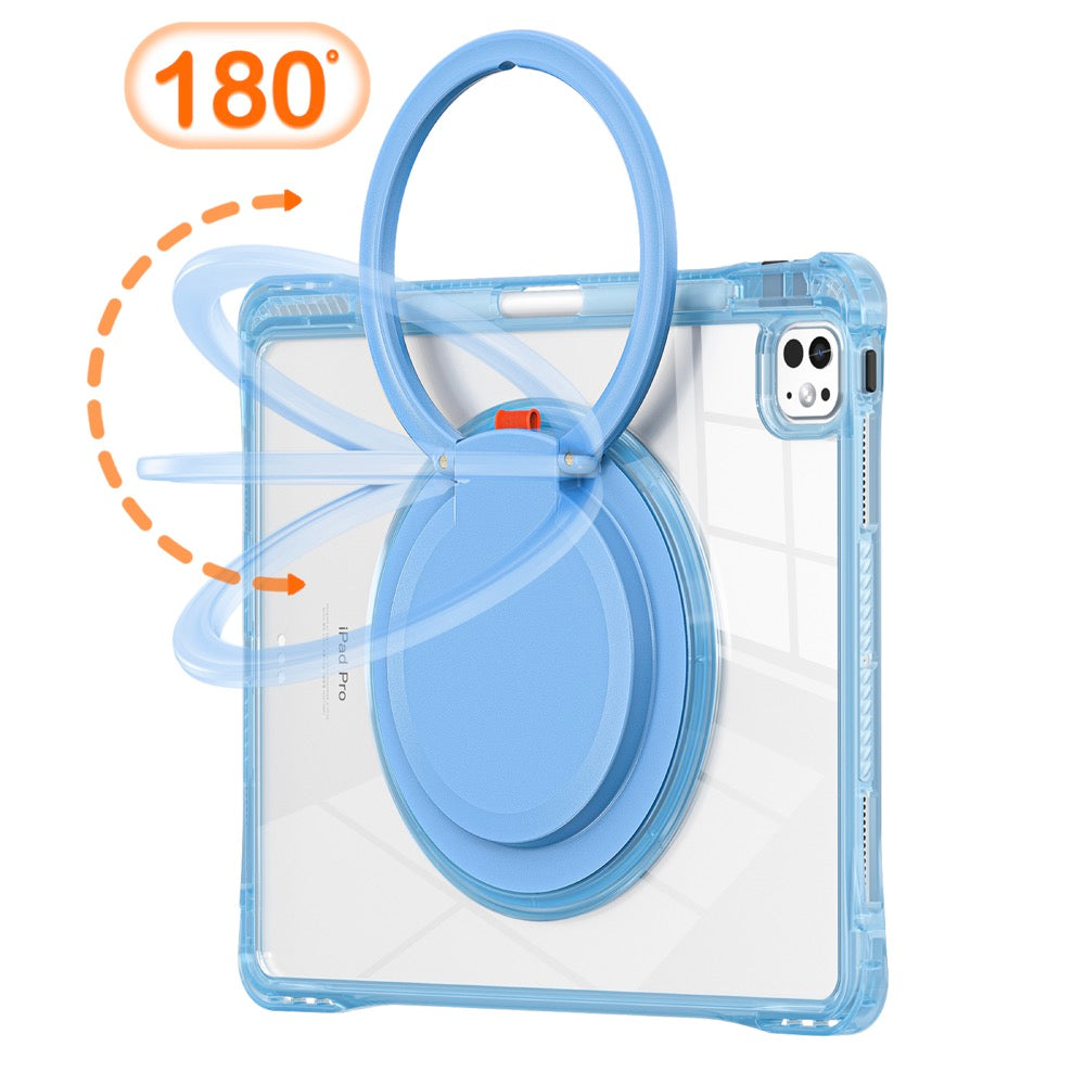 Estuche transparent b series modelo ipad pro 13 2024 color celeste con strap