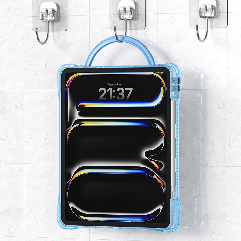 Estuche transparent b series modelo ipad pro 13 2024 color celeste con strap