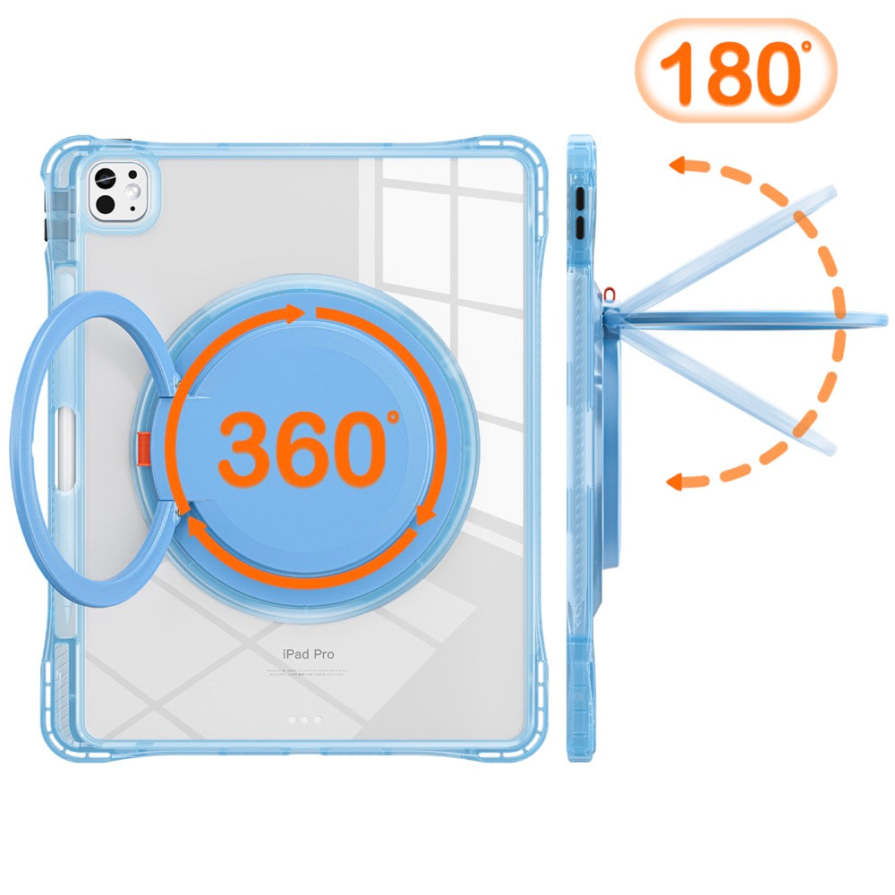 Estuche transparent b series modelo ipad pro 13 2024 color celeste con strap