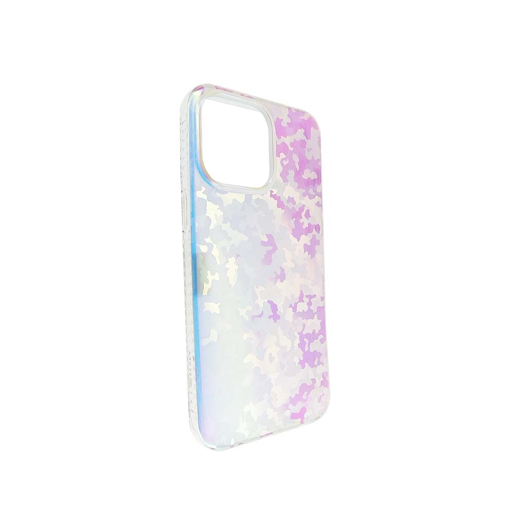 Estuche el rey cosmos iphone 15 plus tornasol camuflaje color multicolor