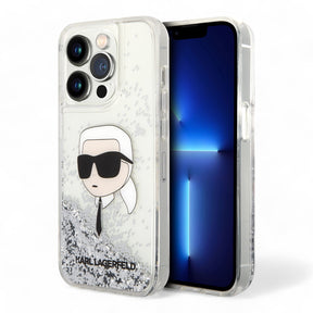 Estuche Karl Lagerfeld Hc Liq. Glitter Nft K.Head Silver Iphone 15 Pro Max Color Gris