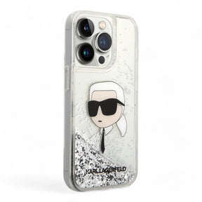 Estuche Karl Lagerfeld Hc Liq. Glitter Nft K.Head Silver Iphone 15 Pro Max Color Gris