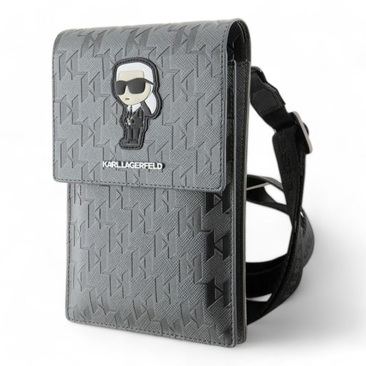 Estuche Karl Lagerfeld Wallet Saffiano Mono Ikonik Silver - 0714405900180284