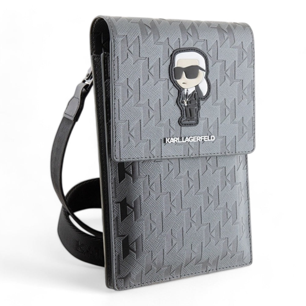 Estuche Karl Lagerfeld Wallet Saffiano Mono Ikonik Silver - 0714405900180284
