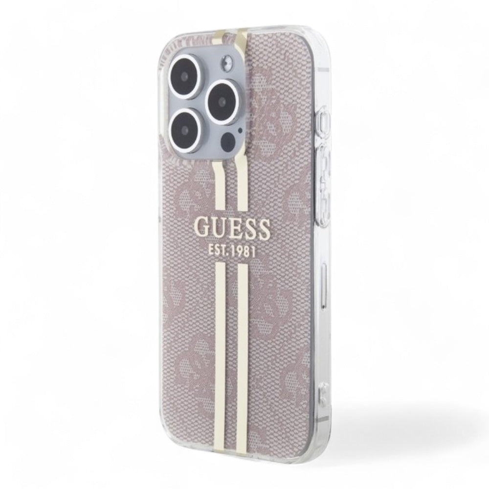 Estuche Guess Hc Iml 4G Gold Stripe Pink Iphone 15 Pro Max Color Rosado