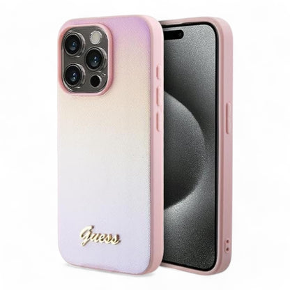 Estuche Guess PU Saffiano Iridescent Rosado para iPhone 15 Pro Max - 0714406000030284