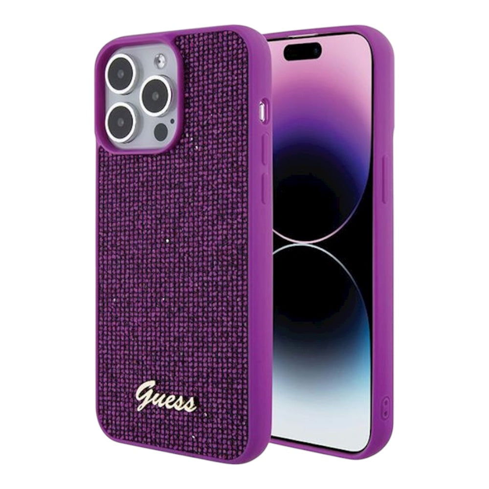 Estuche Guess PU Disco Script Metal para iPhone 15 Pro Max - Fucsia - 0714406000050284