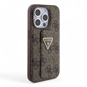 Estuche Guess Hc Gripstand Pu 4G Triangle Strass Brown Iphone 15 Pro Max Color CafŽ