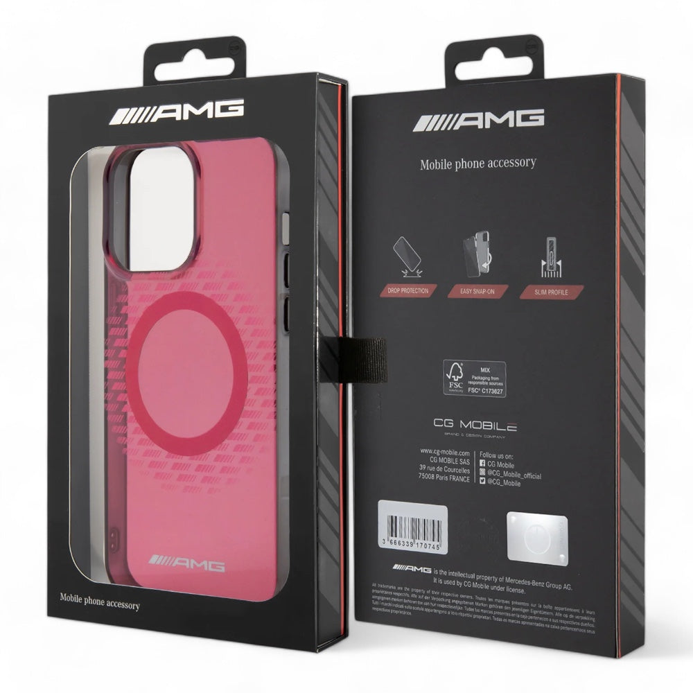 Estuche AMG Transparente MagSafe Rojo para iPhone 15 Pro Max - 0714407000010284