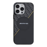 Estuche amg skin iphone 16 pro max amg hc magsafe double layer transparent rhombs black/yellow color negro