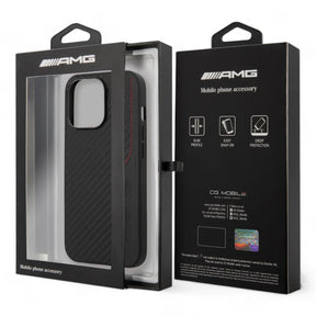 Estuche amg  hc pu carbon & leather & red stitching iphone 14 pro max color negro