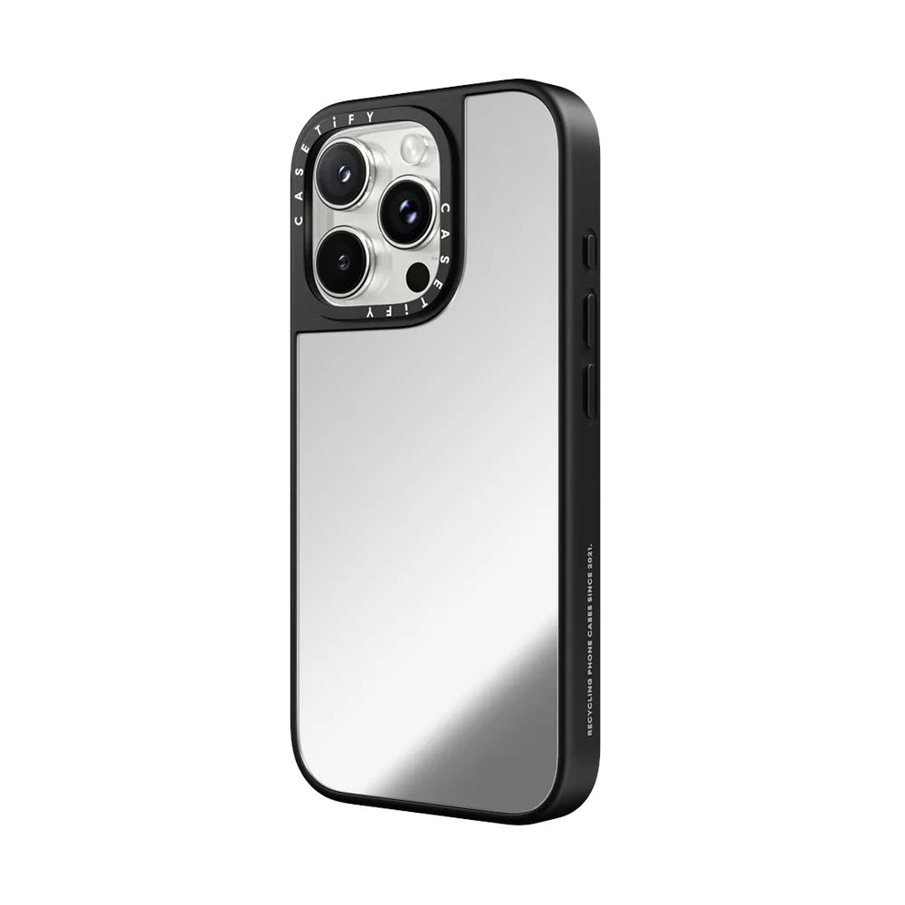 Casetify mirror marco negro iphone 16 pro  color gris